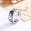 Exaggerated Personality Poker Design Shiny Crystal Retro Thai Silver Ladies Ring for Women Christmas Gifts No Fade