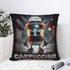 Cappuccino Assassino Italian Brainrot Meme Pillowcase Soft Cushion Cover Decor  Pillow Case Cover Home Drop Shipping 40*40cm