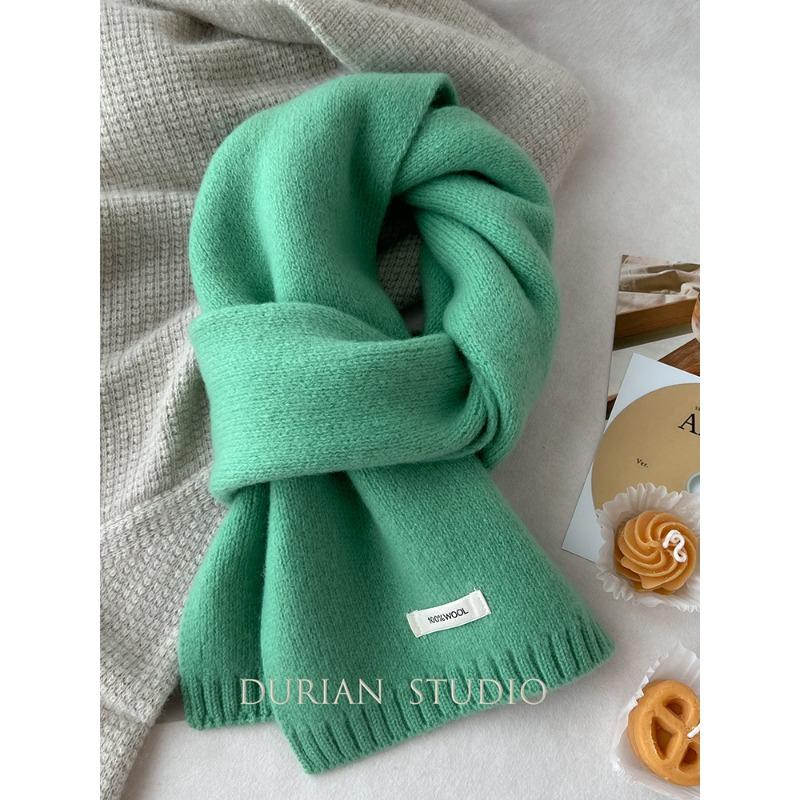 Australian Pure Wool Cashmere Scarf New Solid Color Versatile Winter Warm Knitted Scarf for Men and Women