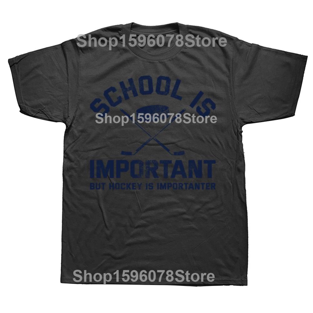School is Important But Hockey is Importanter Tshirt Funny Sports Tee Tops Round Neck ShortSleeve Tshirt Casual Basic Tshirts