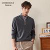 Komonboca Herren Pullover mit halbem Reißverschluss aus 100% Wolle