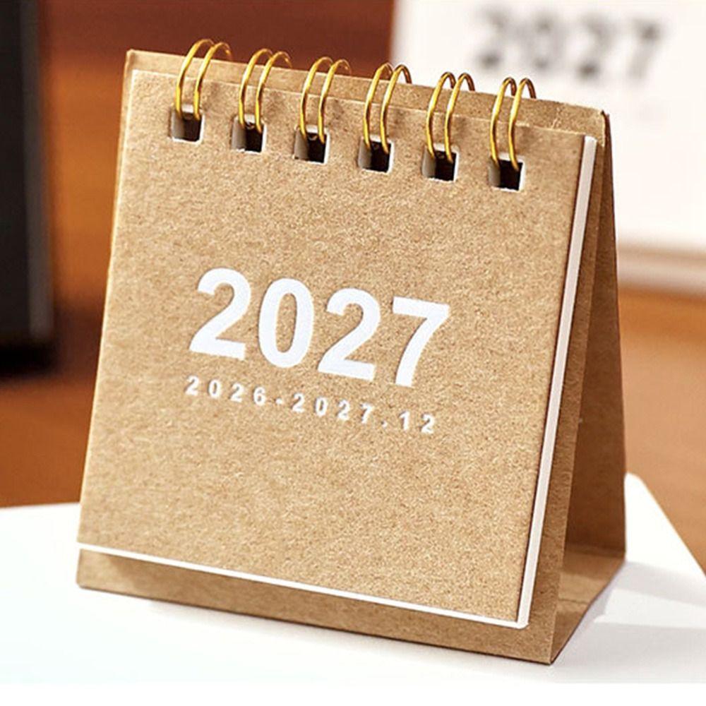 Double Coil Mini Calendar Standing Base Flip Calendar New 2027 Desk Calendar Home Office