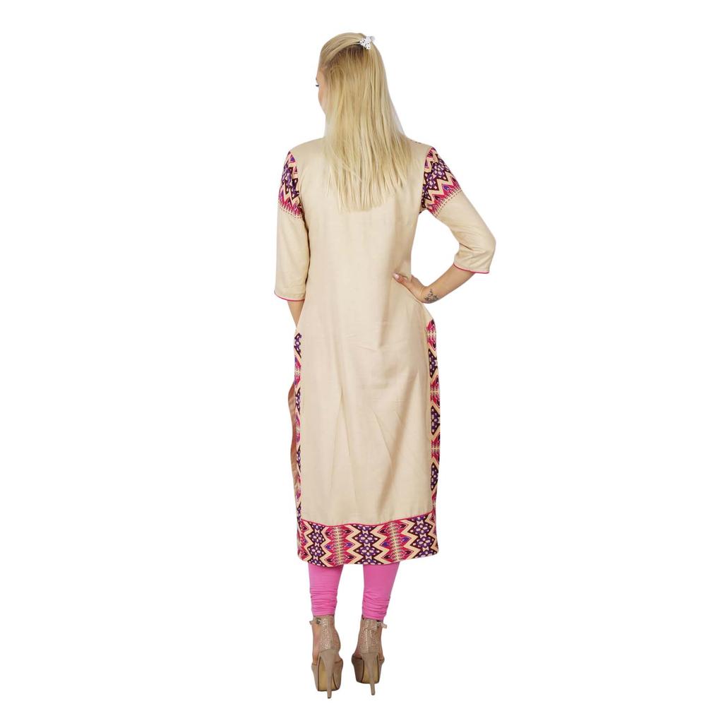 Bimba Women Rayon Custom Kurta Kurti Ethnic Indian 3 4 Sleeve Top Casual Formal