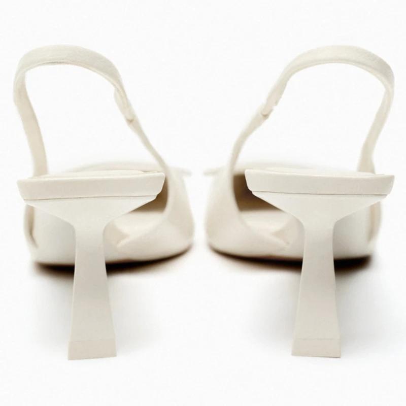 Fashion Fashion Pointed Toe Back Strap Women Sandal High Quality Patent Leather Thin Heel Slide Sandal Summer Elegant Banquet Dress Shoe