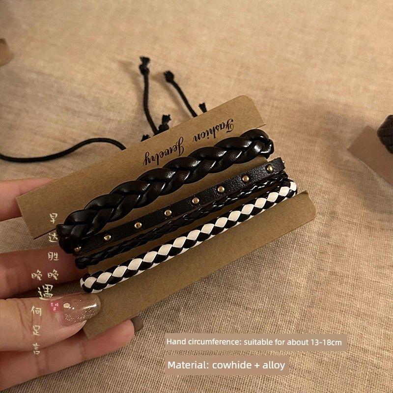 

Нишевый стиль Винтажное плетение Женский Осенне-зимний Парный Кожаный шнур Style D