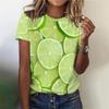 Summer Round Neck 3D Fruit Print Top Fashionable Casual Short Sleeved Women's T-shirts
