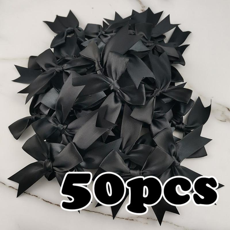 50pcs/bag 85*85mm Fresh Pink Ribbon Bows Small Size Satin Ribbon Bow Flower Craft Decoration Handwork DIY Party Decoration