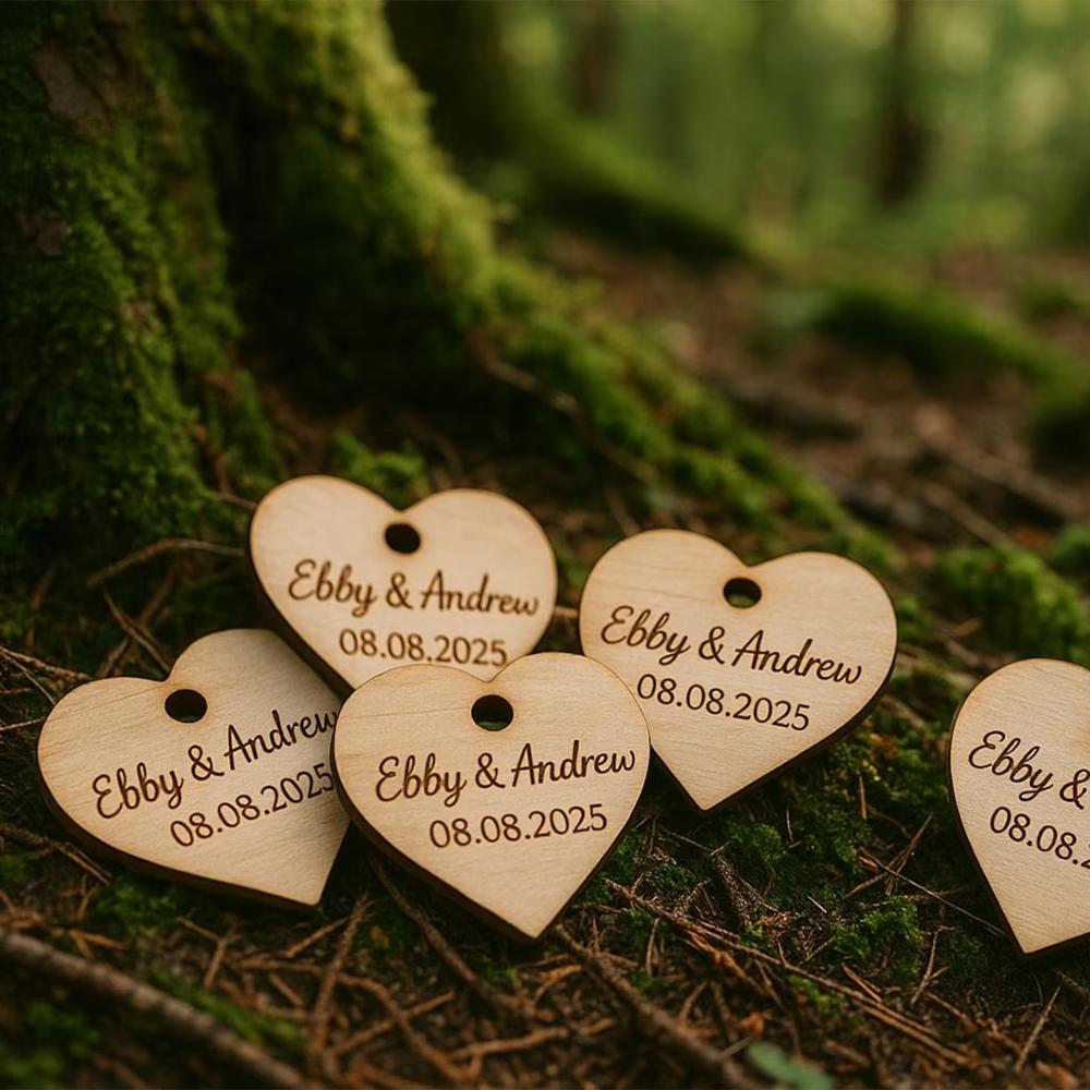 Personalized Wedding Favors Wedding Tags with Names Wood Heart Tags Bridal Shower Bachelorette Party Supplies Drink Identifier