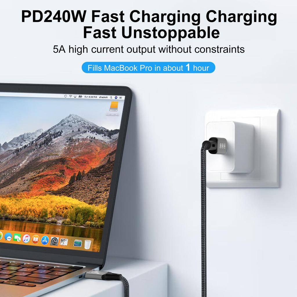 Type-C 8K HD Screen Casting Cable, 40G USB4 Fast Charging, Thunderbolt 4/3 Compatible, 240W