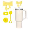 4Pcs Pink Bow Straw Covers Cap Toppers for Stanley Cup Accessories 30&40 oz Tumbler Reusable Silicone Spill Proof Stopper