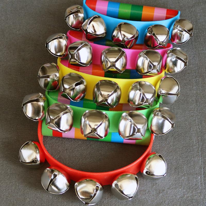 

5PCS Wooden Handbell Rainbow Jingle Bell Shaker Rattle For Kids Baby Musical Instrument Preschool Montessori Educational Toys