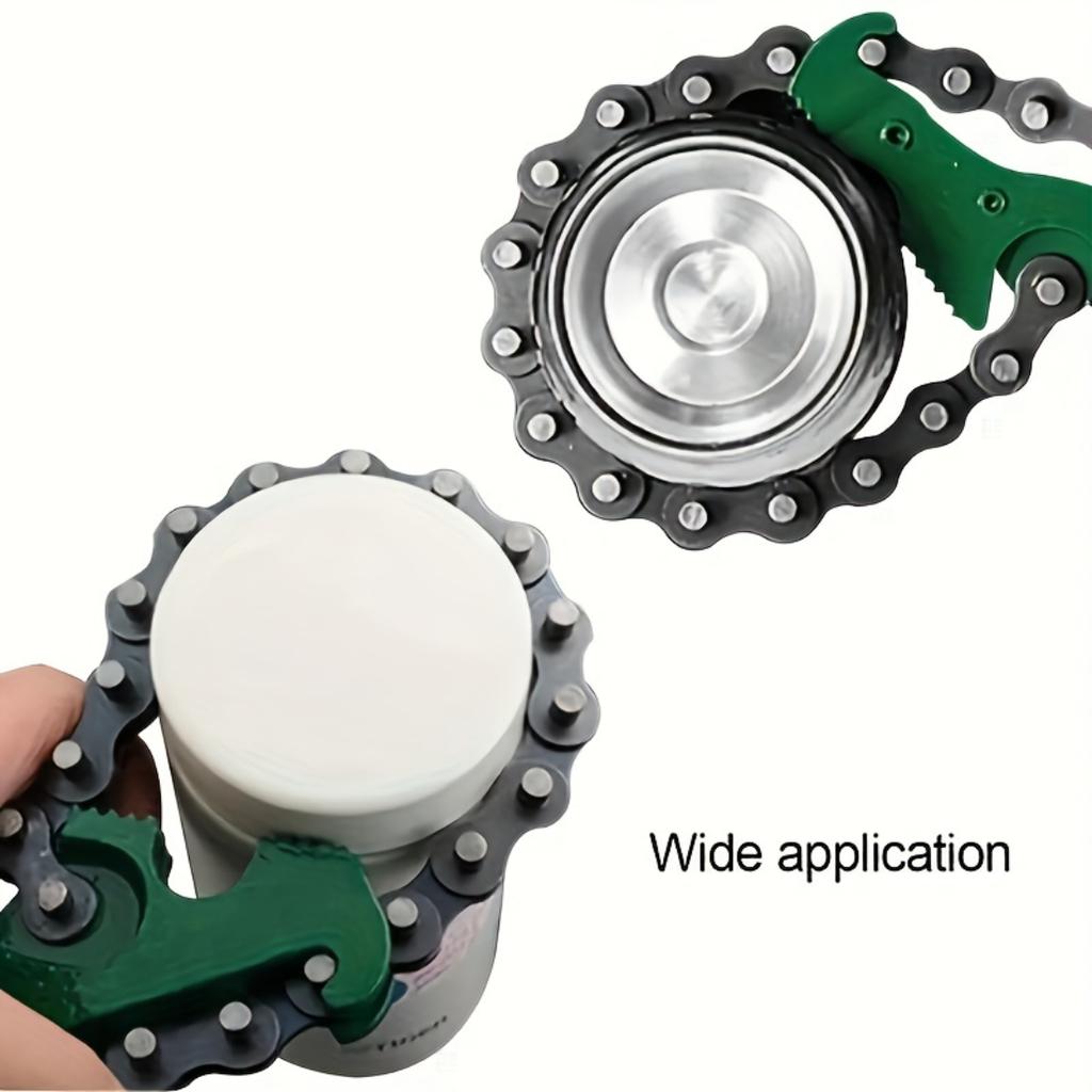 Chiave a catena per impieghi gravosi, Presa regolabile, Manico ergonomico, Struttura in acciaio, Utilizzata per lo smontaggio di filtri dell'olio e tubi, Attrezzo manuale per la manutenzione dell'auto