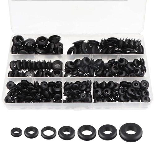Cable Grommets, Rubber Grommets [Set of 260] Grommets, Grommet Set, Double-Sided Protection, Wiring Protection, Grommet Set, Rubber Bushings, 7 Sizes,