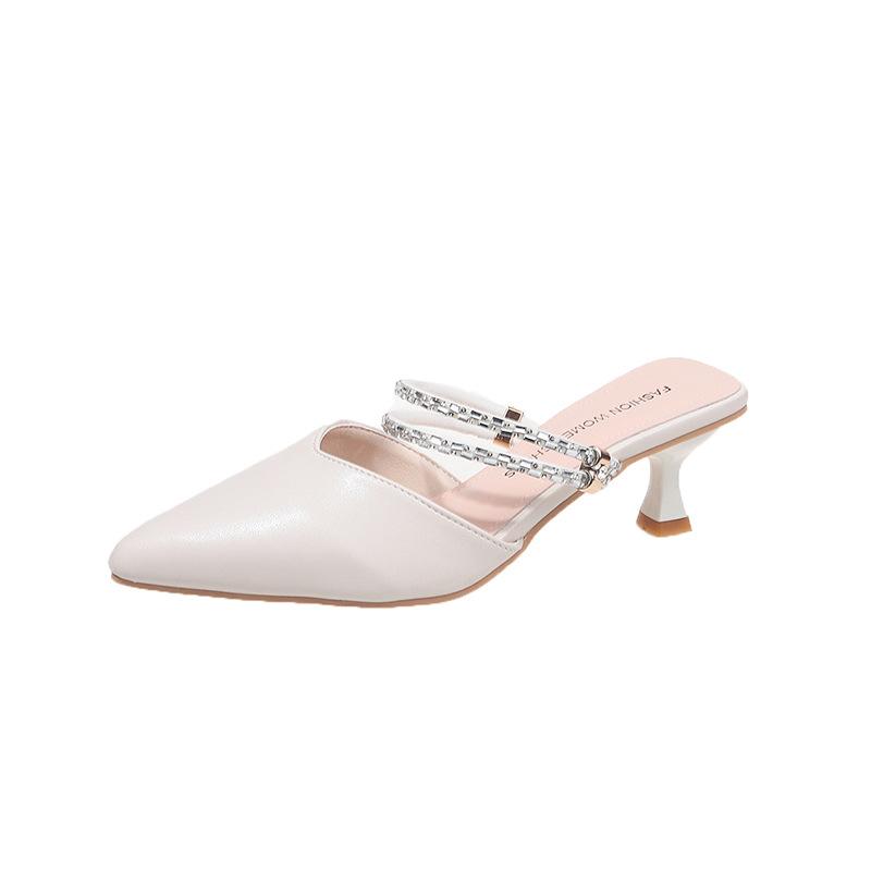 Fashion Fashion Women Thin High Heels Mules Slippers New Pointed Toe Butterfly-knot Shoes Female Casual Slides Ladies Pumps Sandals