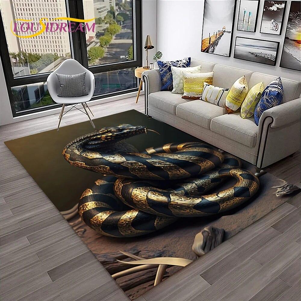 Gothic Serpent Viper 3D Python Snake Carpet Rug for Home Living Room Bedroom Sofa Doormat Decor,kids Area Rug Non-slip Floor Mat