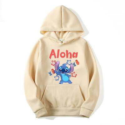 2024 Cartoon Disney Stitch Hoodie Damen Langarm Kapuzenpullover Damen Lässig Niedlich Damen Pullover Damen Sweatshirts Kleidung