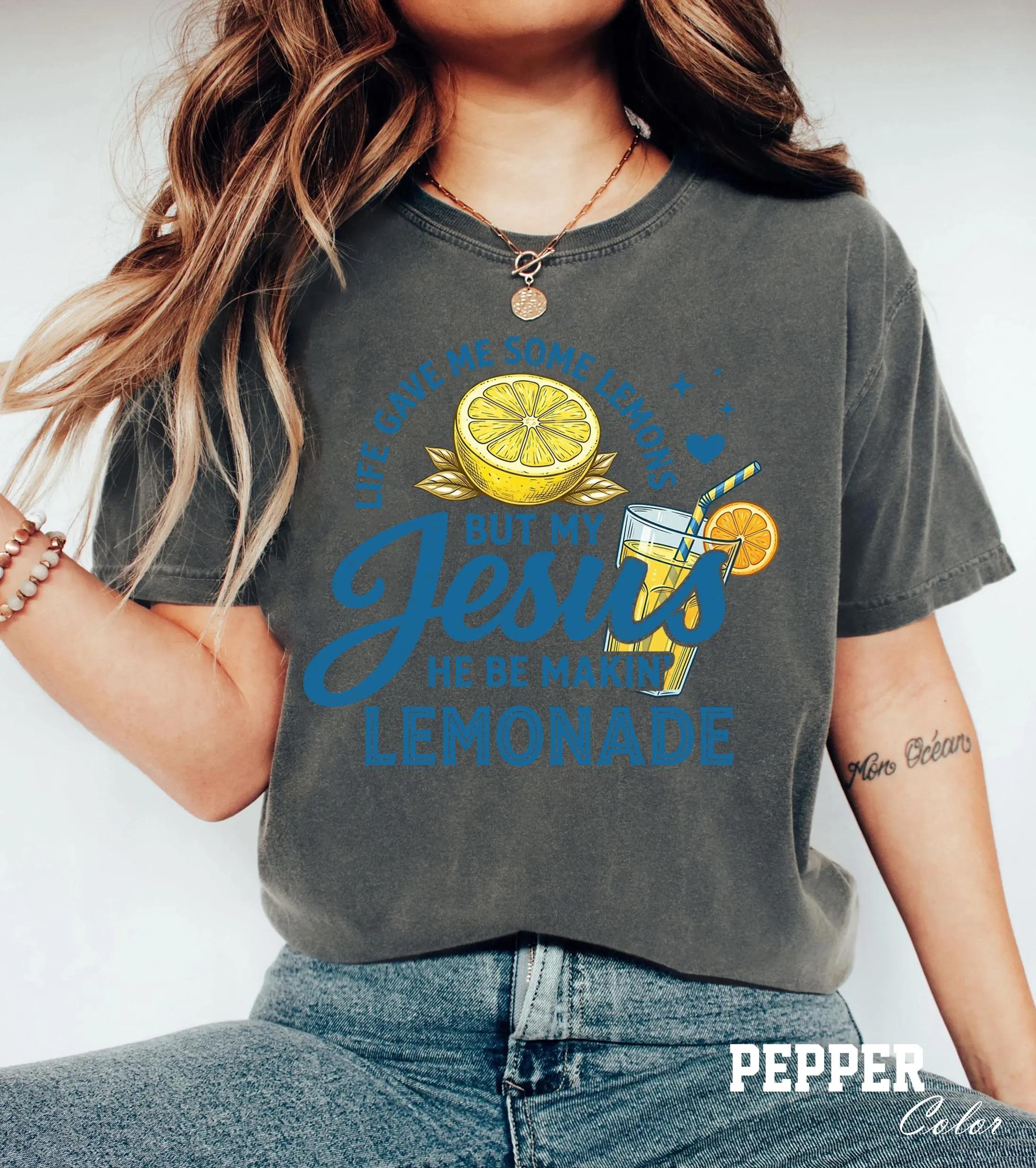 

2026 Summer Womens Jesus Lemonade Print TShirt Unisex Cotton and Breathable Short Sleeve Oversized Loose Casual 4XL