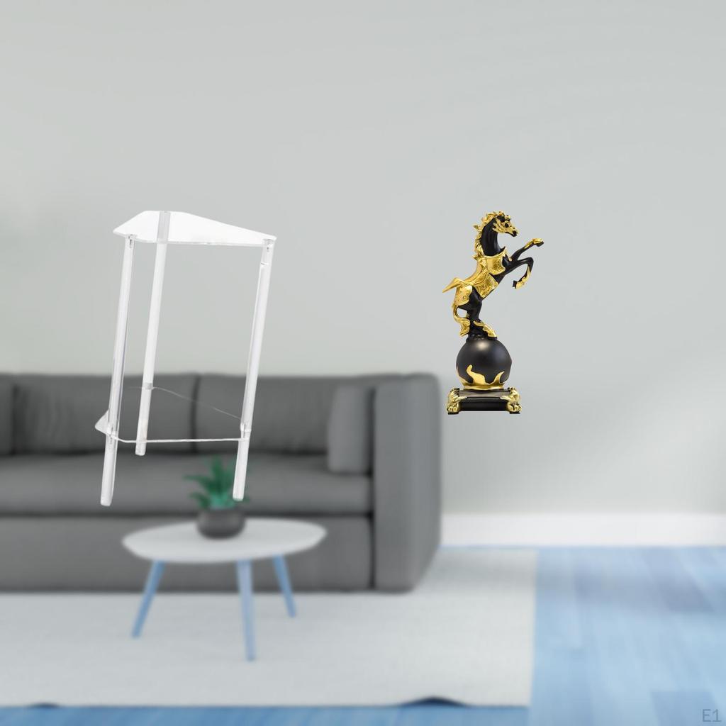 Minimalist Clear Acrylic Side Table with Horse Figurine Modern Statue Collection for Bedroom Living