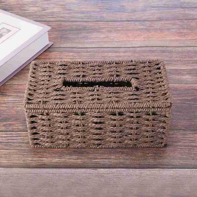 Rattan Taschentuchbox, Vintage Serviettenhalter, Hülle für Behälter zur Aufbewahrung von Kleinkram, Wohnzimmer Schreibtisch Dekoration-M53K