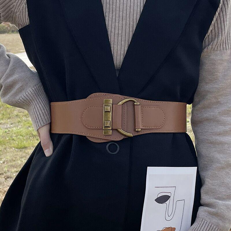 "Women's Retro Black Elastic Waistband Fashion Belt"