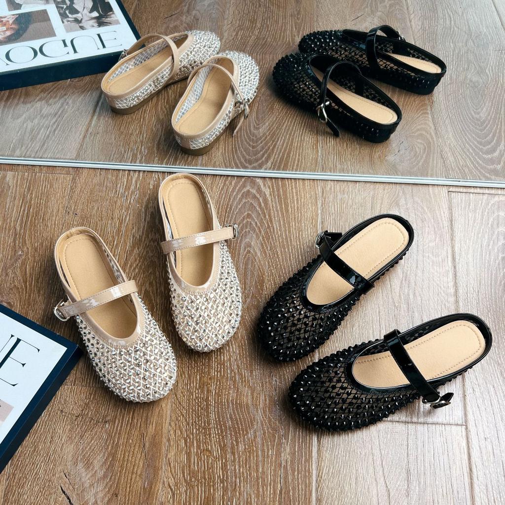 Baotou Hausschuhe zum Ausgehen und Tragen 2025 Sommer neue Mode High-End Semi-Slipper Damen Casual Vielseitige Atmungsaktive Sandalen