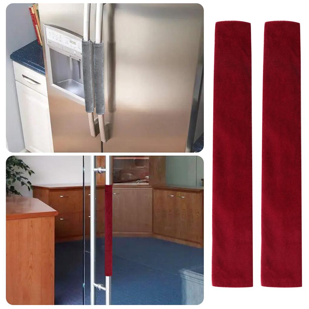 Pack of 2 Refrigerator Door Handle Cover Kitchen Appliance Microwave Fingerprint Protector Gloves Accessory for Restaurant Cafe