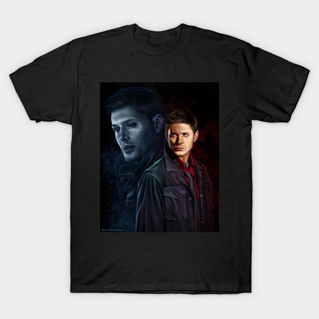 

Men Black Print T-shirt Dean Winchester No-Cut Transfer Paper Print Cotton Tshirt L чорний