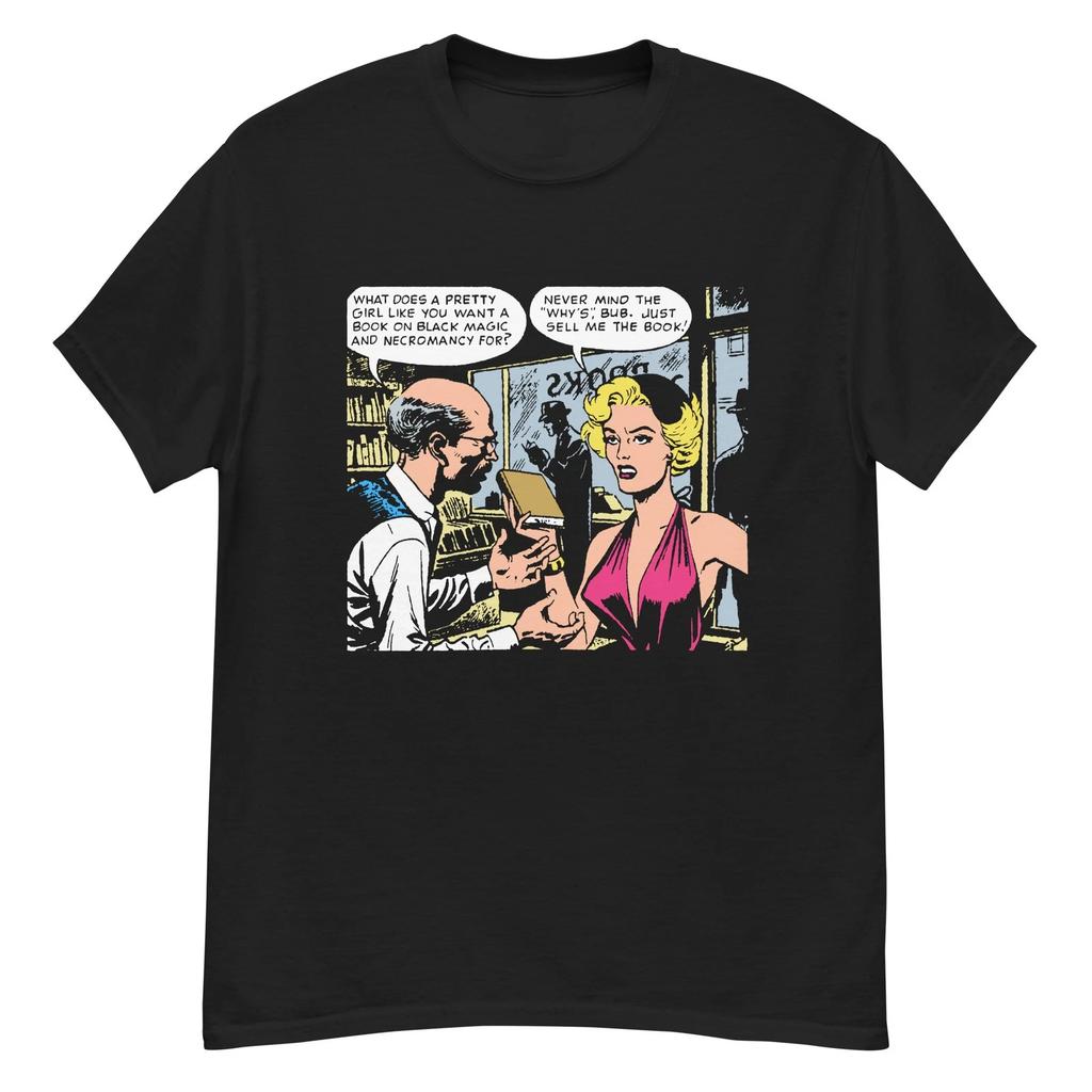 Funny Horror Comic Panel "book On Black Magic" T-shirt