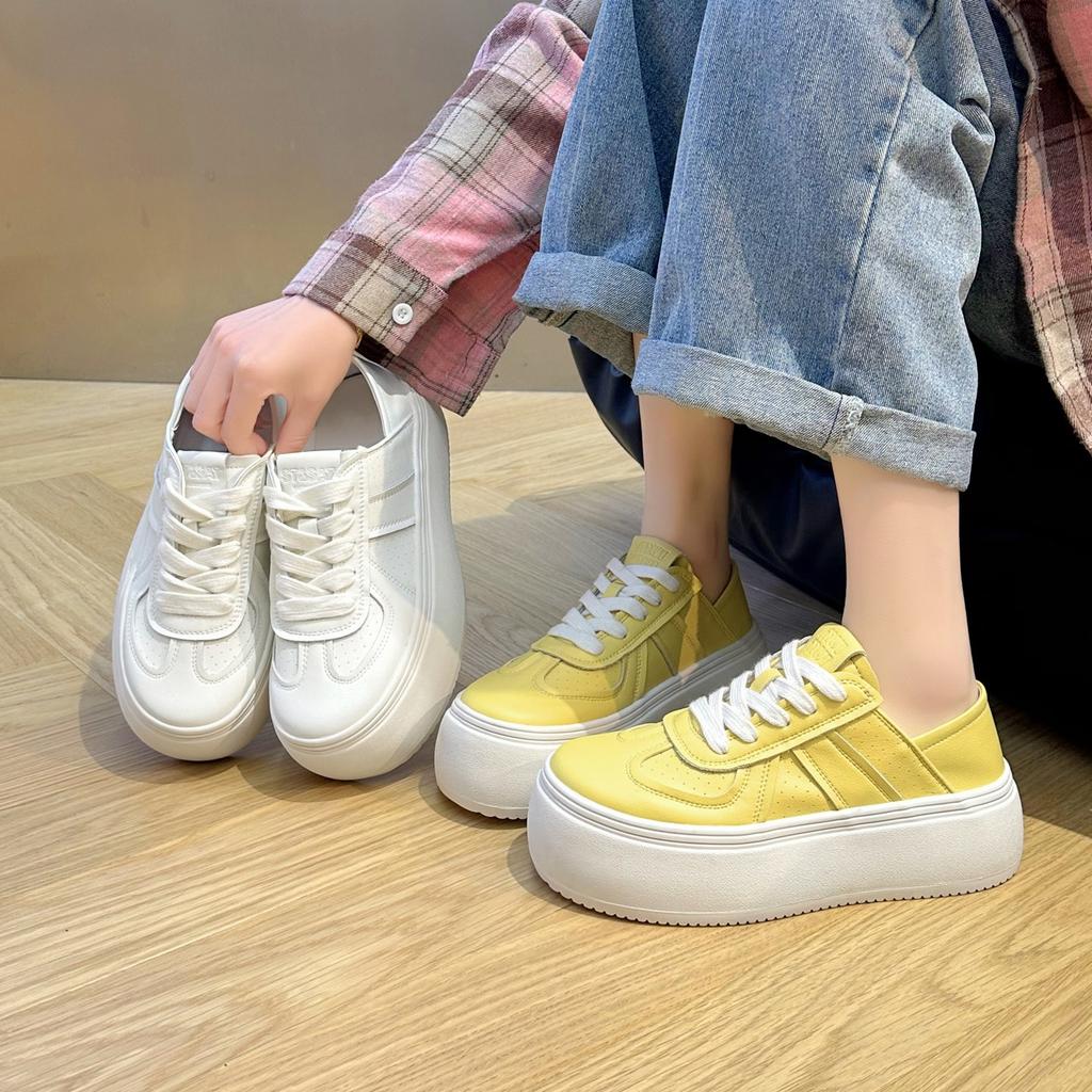 Niche Design Two Wear Thick-soled Little White Shoes Women's 2025 Summer New Versatile Breathable Trend Heightening Casual Board Shoes