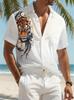 Fashion Men's Tiger Print Casual Shirt - Short Sleeve Button Design, Breathable Summer Top for Outdoor and Daily Wear