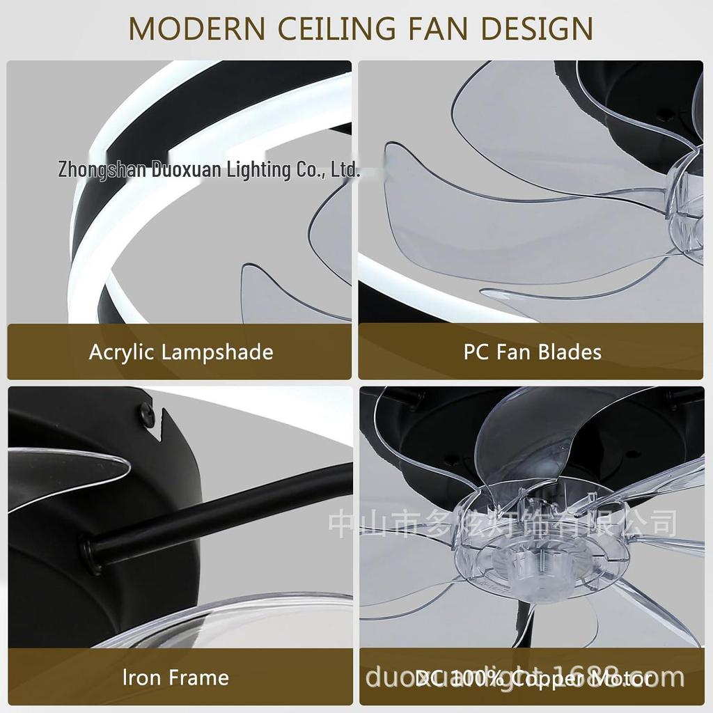 Modern Minimalist Ceiling Fan Light for Bedroom, UL Certified, 110V