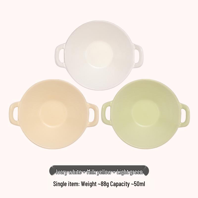 Double-Eared Ceramic Dipping Dish for Sauces and Snacks