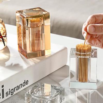 Light Luxury Crystal Glass Toothpick Box for Home Living Room Dining Table High-end Creative El Cotton Swab and Floss