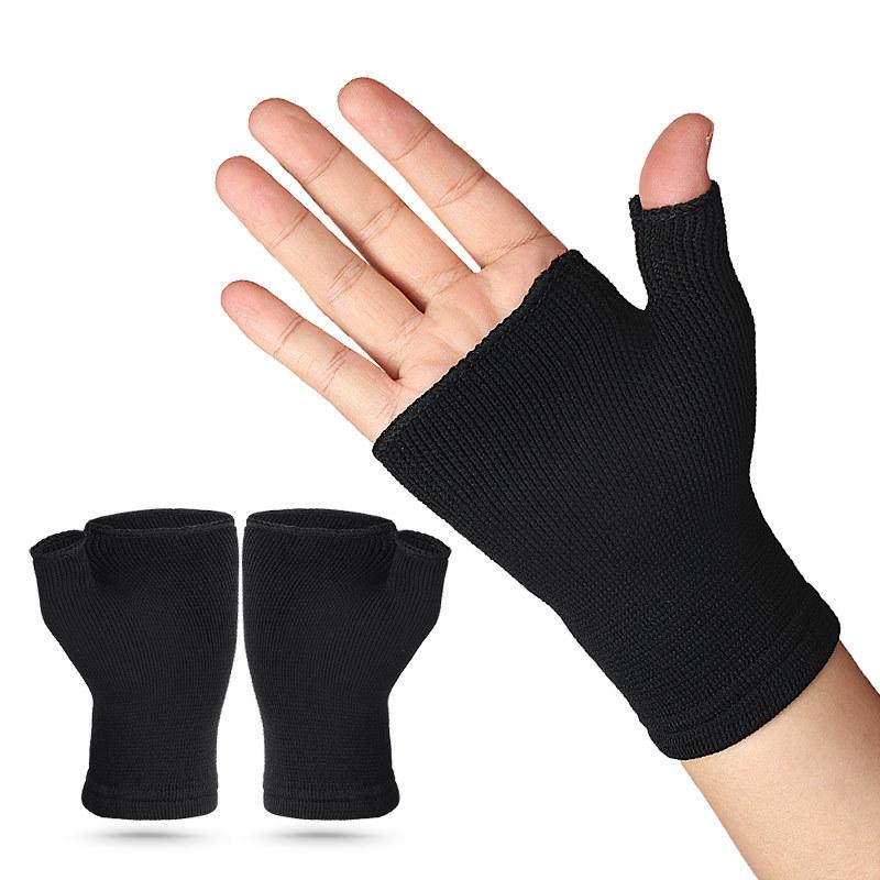 Sports Palm Knitting Breathable Outdoor Cycling Fitness Weightlifting Non-slip Half Finger Elastic Pressure Gloves Protective Gear