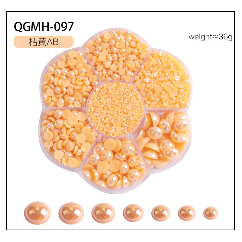 Nail Art Jewelry 7 Grid Plum Blossom Nail Art Pearl Abs Half-Sided Pearl Flat Bottom Diamond Nail Art Decoration