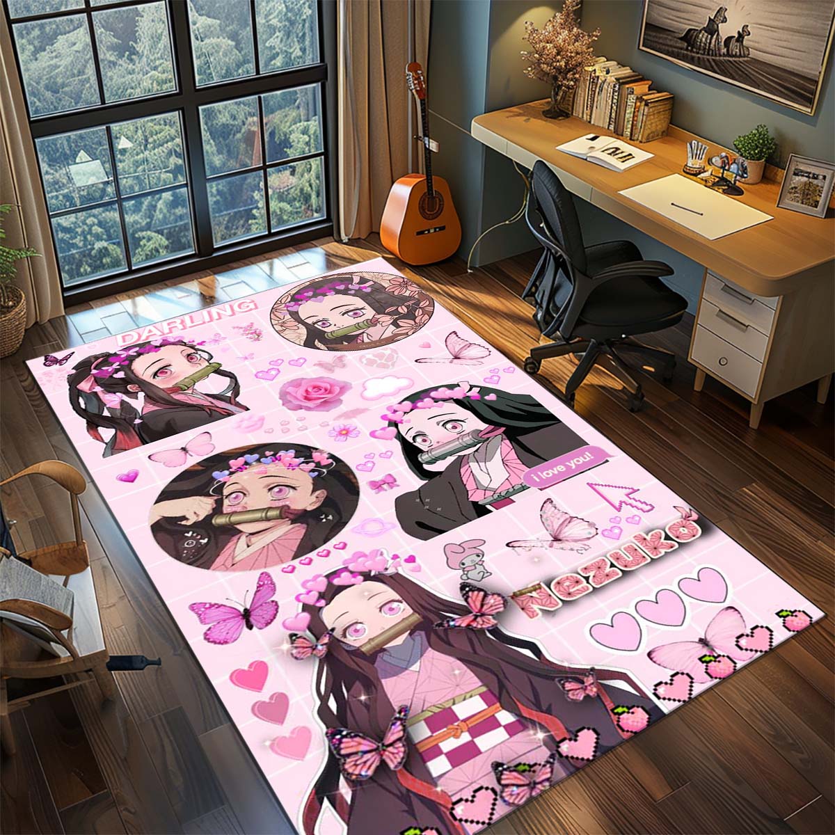 

Demon Slayer Anime Rug Carpet Large Area Rug Non Slip Washable Floor Mat Gamer Room Bedroom Home Decor -QJY 60x90cm