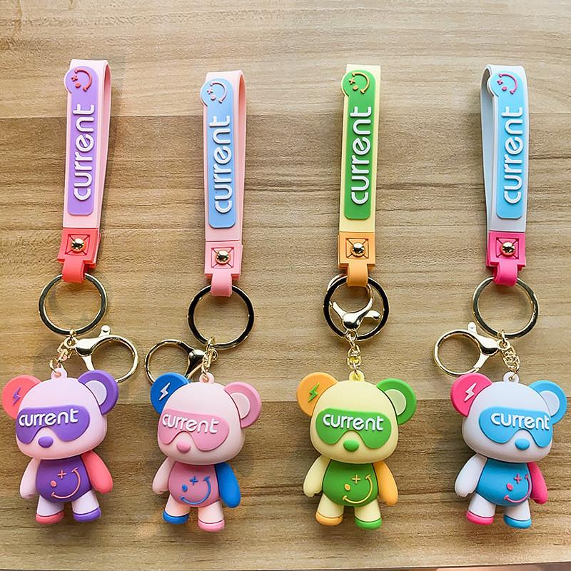 Adorable Cartoon Bear Keychain Colorful Lightning Bear Cute Bag Ornament