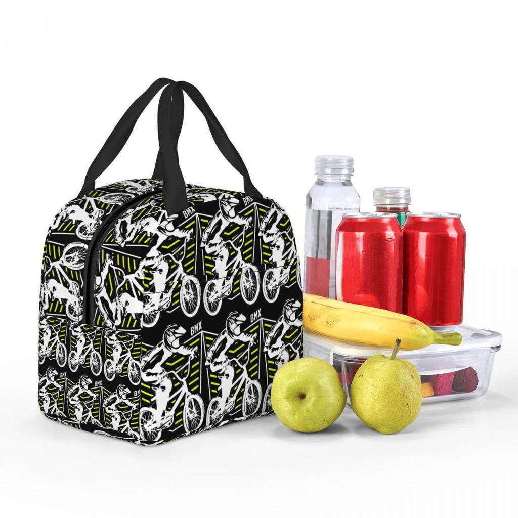 Bmx Bekleidung Retro Bmx Fahrrad Old School Aufnäher Isolierte Lunchtasche für Kinder Schul-Kühltasche Thermische Lebensmittelbox Tragetaschen Lunchboxen