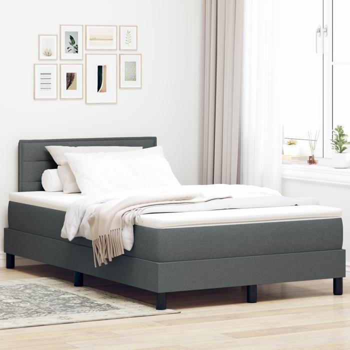 VidaXL Lit à ressorts avec matelas et LED gris foncé 120x200 cm tissu 3342122
