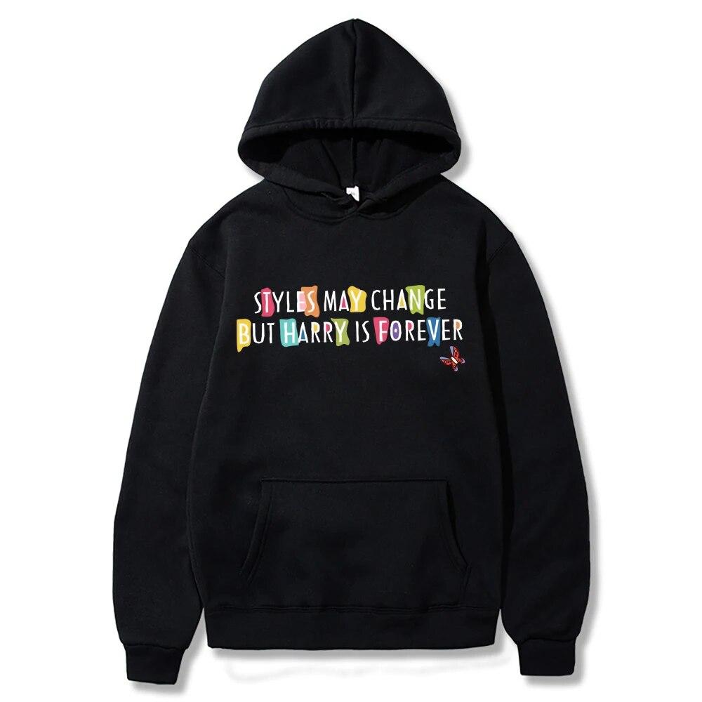 Unisex HoodieStyle May Change But Harry Is Forever Hoodie Vintage Y2k 90s Rainbow Colour Graphic Hooded Sweatshirt Love On Tour Xmas Hoodies