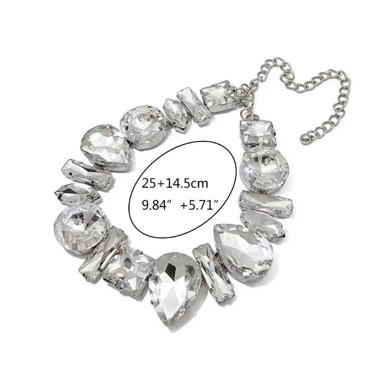 Strass-Halskette Kristall-Choker-Kette Böhmische Geometrische Schlüsselbeinkette Hochzeitsschmuck Braut-Halskette für Frauen Mädchen