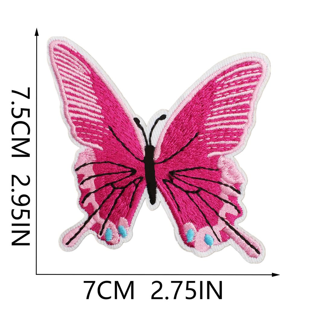 Butterfly World Embroidery Cloth Sticker Colored Flower Butterfly Computer Embroidery Label Clothes Decorative Patch Sticker Blue Butterfly