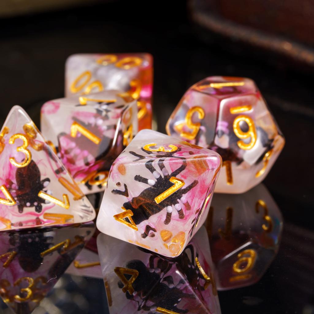 Cusdie Dadi Animali DnD Carini Resina 7 Pezzi Vari D4 D6 D8 D10 D% D12 D20 Set di Dadi Poliedrici per Giochi di Ruolo D&D Giochi da Tavolo
