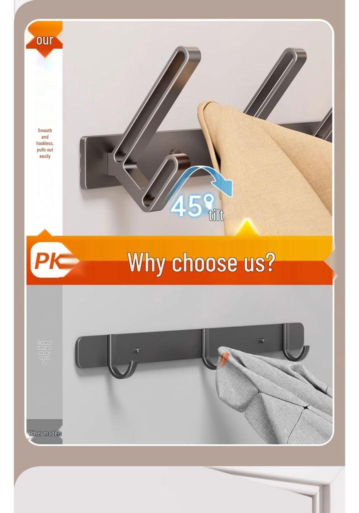 Wall-Mounted Coat and Clothes Hook – No-Punch Behind-Door Wardrobe Rack for Entrance and Hallway
