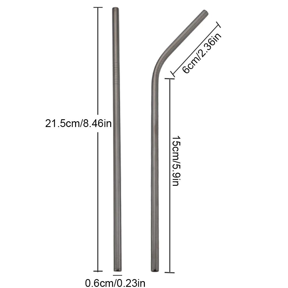 Black Reusable Metal Drinking Straws Stainless Steel Sturdy Bent Straight Drinking Straw with Cleaning Brush Bar Party Accessory
