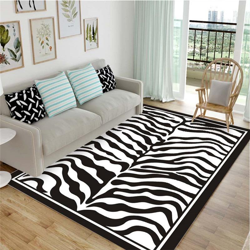 Simple black and white home personalized carpet, living room, bedroom, coffee table, floor mat, household washing mat
