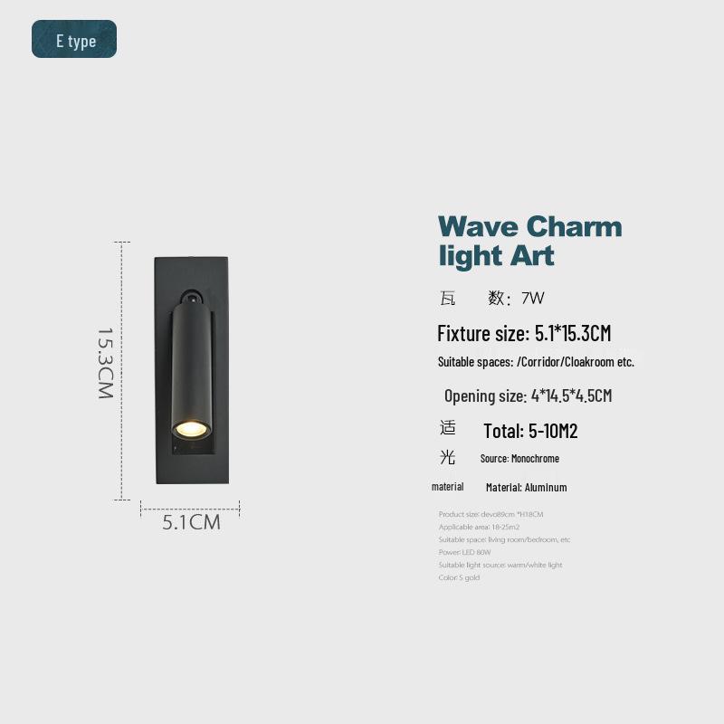 

Modern Minimalist Rotatable Wall Lamp for Bedroom Reading - High-End Recessed Design LED warm light 3W