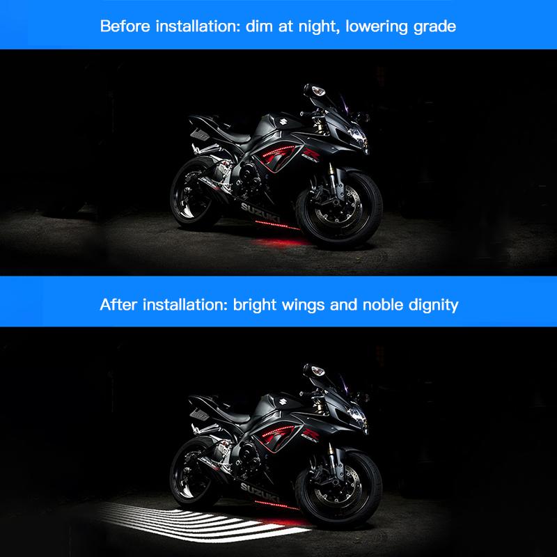 2Pcs Motorcycle LED Lamps Welcome Door Courtesy Light With Projector Angels Wing Led Carpet Underglow For Car Motorcycle Light