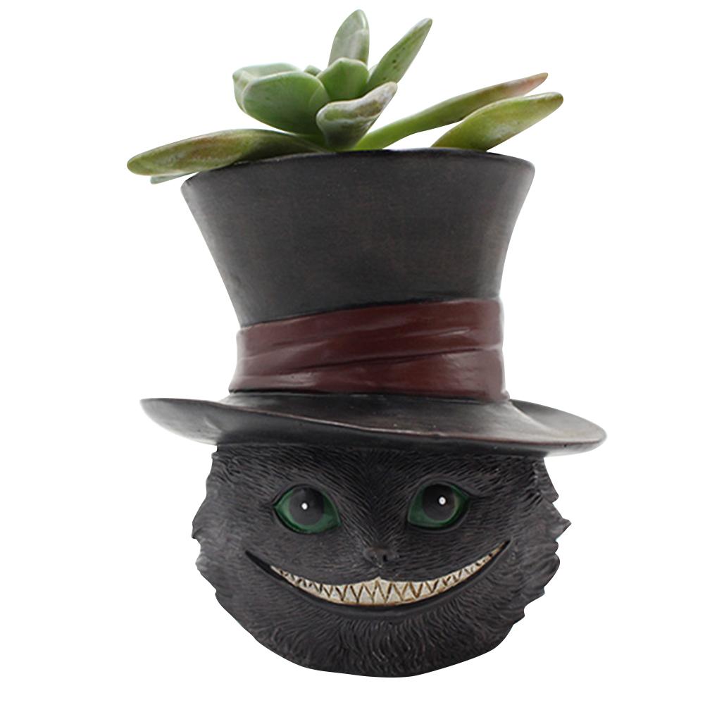 Succulent Planter Black Cat Plant Pot Best Gifts for Family Friends Cute Resin Planter Xmas Gift Sloth Plant Holder
