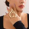 PuRui Punk Big Irregular Heart Rings for Women Exaggerated Metal Gold Color Finger Open Ring Ladies Gifts Zircon Party Girls